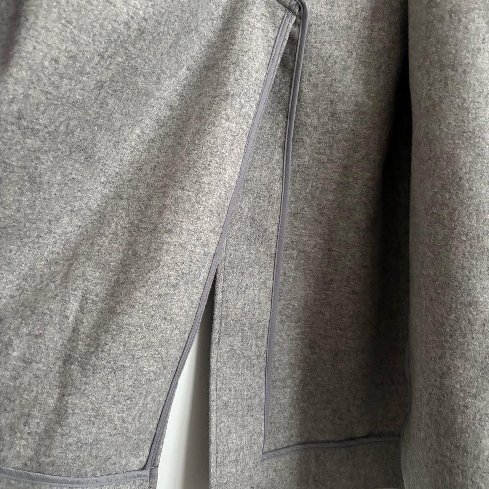 Theory Classic Heathered Gray Wool Cashmere Trench Coat M - Picture 5 of 15